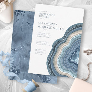 Invitación Agate Geode Purpurina ensayo Dusty Blue ID647