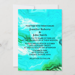 Invitación Agate Geode Verde azulado Blue Patrón Verde Person