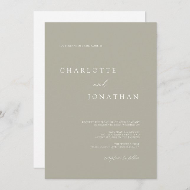 Invitación Agate Gray Simple Script Moderno Boda de código QR (Anverso / Reverso)