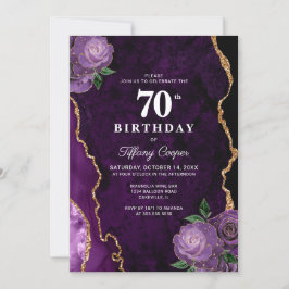 Invitación Agate morado de oro 70 cumpleaños