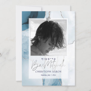 Invitación Agate PixDezines Watecolor, bar Blues Mitzvah