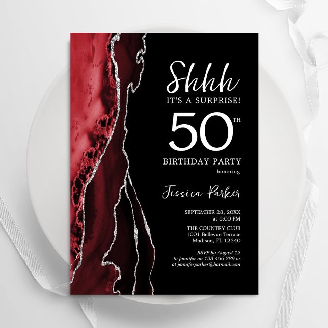 Invitación Agate Rojo Negro sorprende 50 años (Subido por el creador)