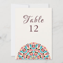 Invitación Agate Turquoise Mandala Wedding Table Number