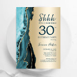 Invitación Agate Verde azulado de oro sorpresa 30 cumpleaños<br><div class="desc">Verde azulada y de oro agate sorpresa 30 cumpleaños invitación a fiesta. Elegante diseño moderno con fondo geodésico de mármol agate acuarela, oro falso purpurina y tipografía de escritura. La carta de invitación de moda es perfecta para una elegante celebración del cumpleaños de las mujeres. Invitaciones Zazzle impresas o una...</div>