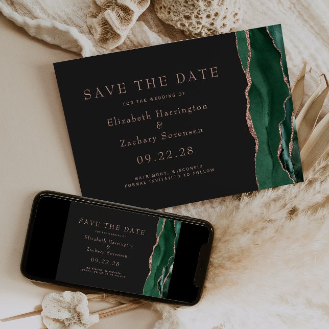 Invitación Agato de oro de Rosa verde esmeralda oscuro salven (Subido por el creador)