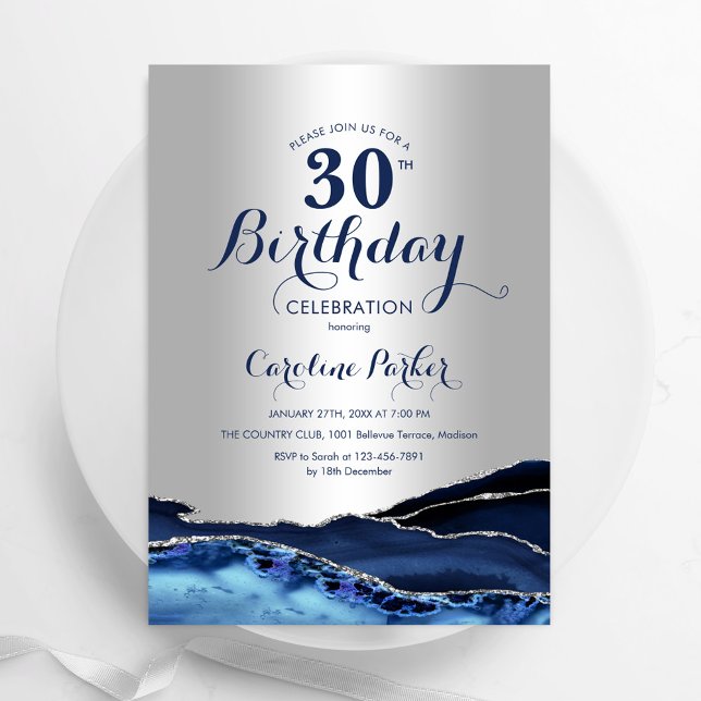 Invitación Agato de plata azul de la marina, 30 años (Subido por el creador)
