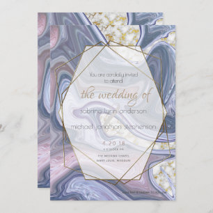 Invitación Agato Rosa morado marbleizado Boda moderno