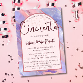 Invitación Agato rosado púrpura español de presupuesto 50 cum