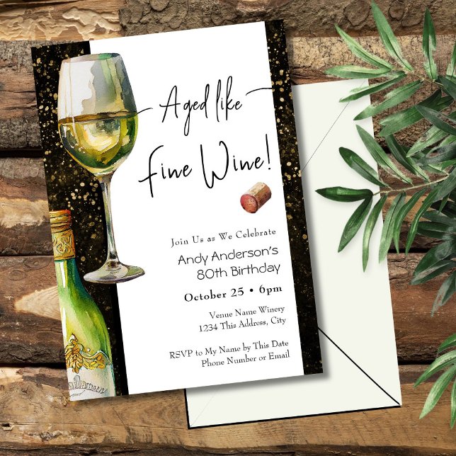 Invitación Aged Fine Wine 80th Birthday Invitation (Subido por el creador)