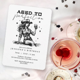 Invitación Aged to Perfection Chic Cowgirl Birthday Party 