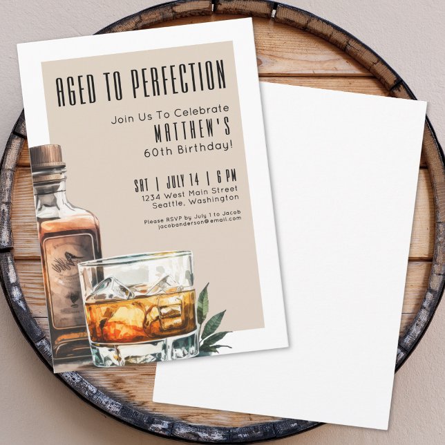 Invitación Aged To Perfection Men's 60th Birthday Party (Aged To Perfection Men's 60th Birthday Party Invitation)