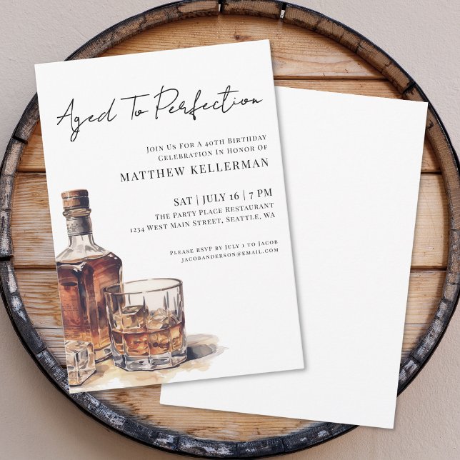 Invitación Aged To Perfection Men's Birthday Party (Aged To Perfection Men's Birthday Party Invitation)