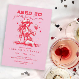 Invitación Aged to Perfection Pink Cowgirl Birthday Party