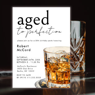 Invitación Aged To Perfection Simplmente Whiskey Birthday Par
