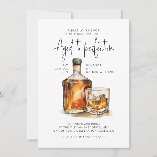 Invitación Aged to Perfection Whiskey (Anverso)