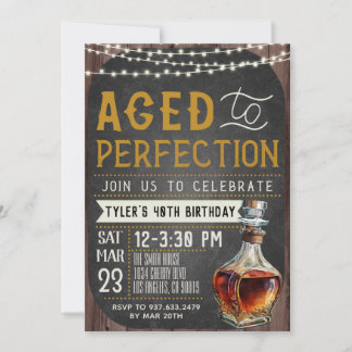 Invitación Aged to Perfection Whiskey Birthday Invitation