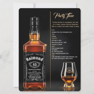 Invitación Aged to Perfection Whiskey Bottle Custom Birthday