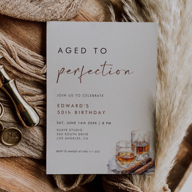 Invitación Aged to Perfection Whisky & Cigars Birthday (Subido por el creador)