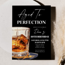 Invitación Aged To Perfection Whisky Glass Birthday Party