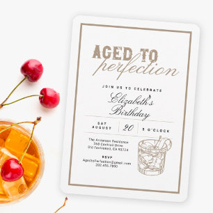 Invitación Aged to Perfection White Whiskey Birthday Party