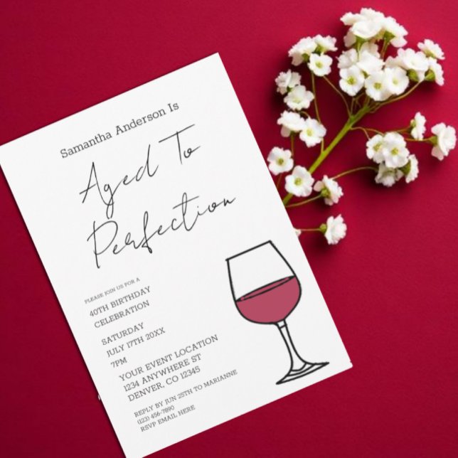 Invitación Aged To Perfection Wine 40th Birthday Invitation (Subido por el creador)
