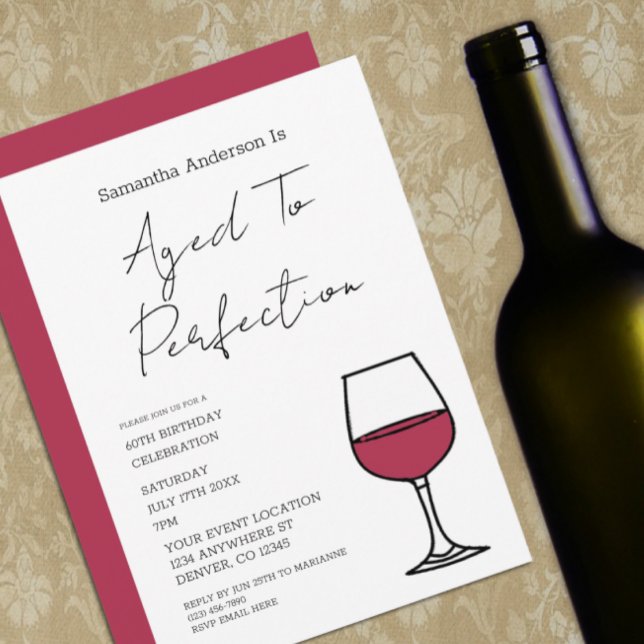 Invitación Aged To Perfection Wine 60th Birthday Invitation (Subido por el creador)