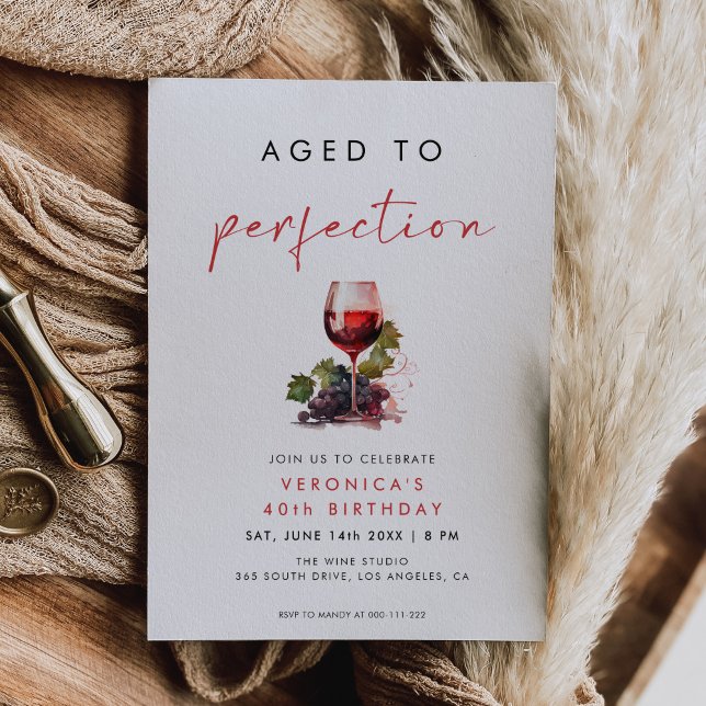 Invitación Aged to Perfection Wine Birthday (Subido por el creador)