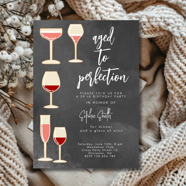 Invitación Aged to perfection wine birthday party  (Subido por el creador)