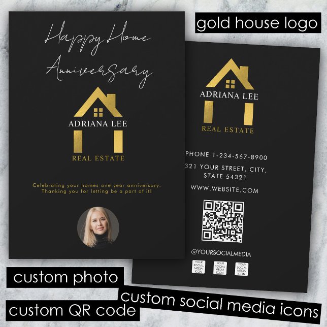 Invitación Agente inmobiliario de lujo feliz aniversario de c (Luxury Real Estate Agent Happy Home Anniversary Invitation)