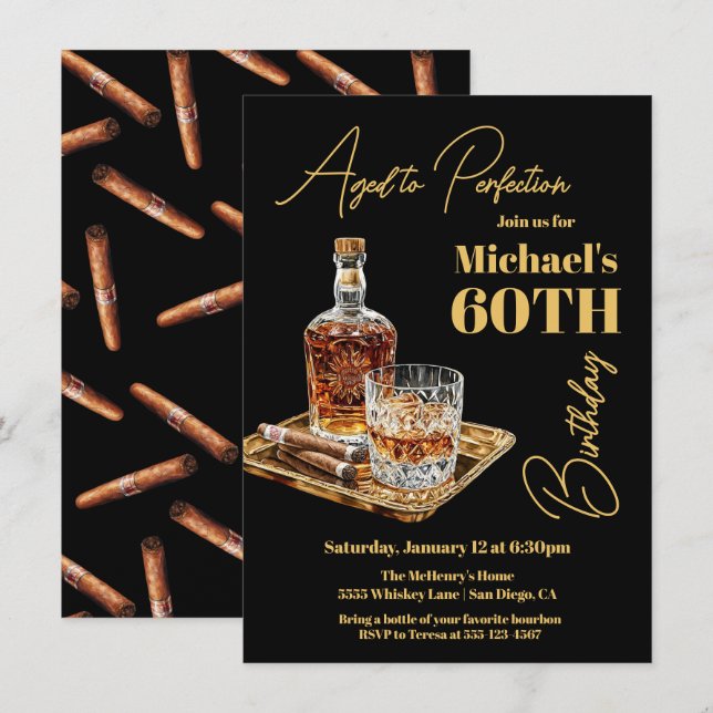 Invitación Ageto a la perfección cumpleaños del cigarro de Bo (Anverso / Reverso)