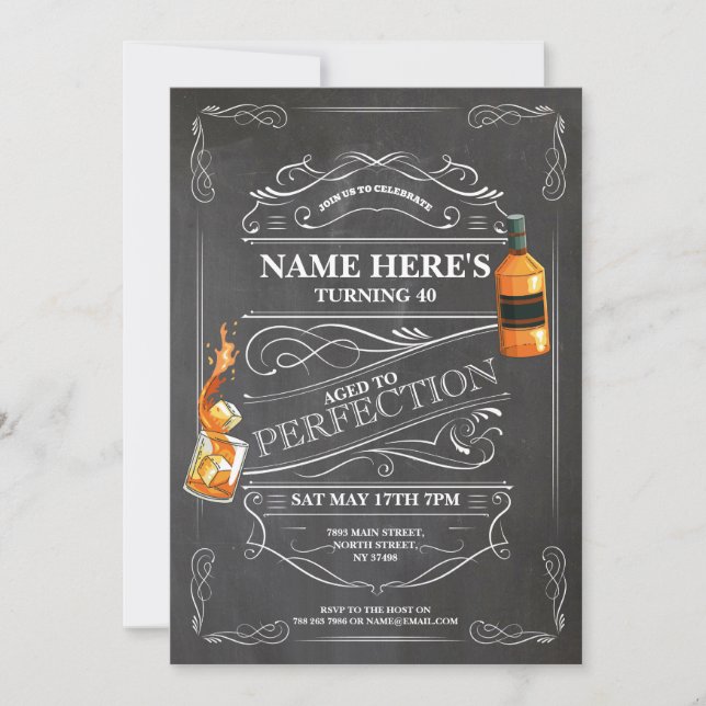 Invitación Ageto a la perfección Whiskey 60 Cualquier hombre  (Anverso)