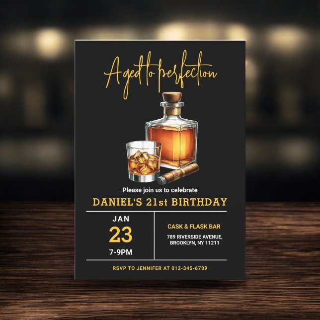 Invitación Ageto a la perfección Whisky Cigar 21º cumpleaños (Subido por el creador)