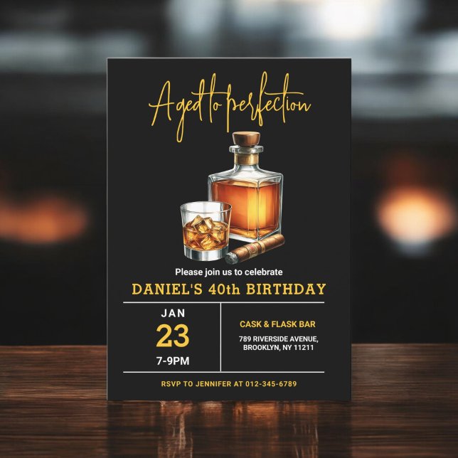 Invitación Ageto a la perfección Whisky Cigar 40 años Cumplea (Subido por el creador)