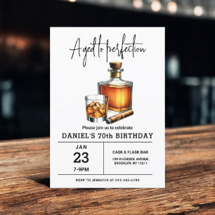 Invitación Ageto a la perfección Whisky Cigar 70 cumpleaños