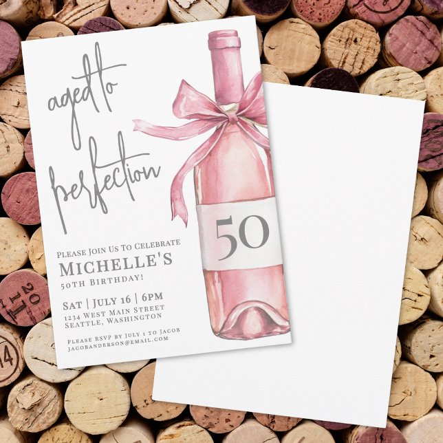 Invitación Ageto A Perfection Wine 50th Birthday Party (Aged To Perfection Wine 50th Birthday Party Invitation)