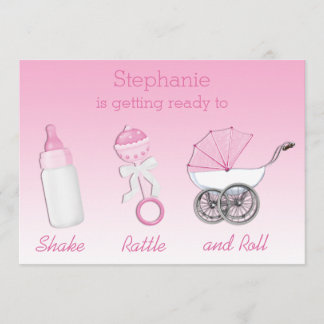 Invitación Agitar a Chica de rollo y rollo Baby Shower