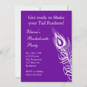 Invitación Agitar la Bachelorette de las plumas de cola (viol
