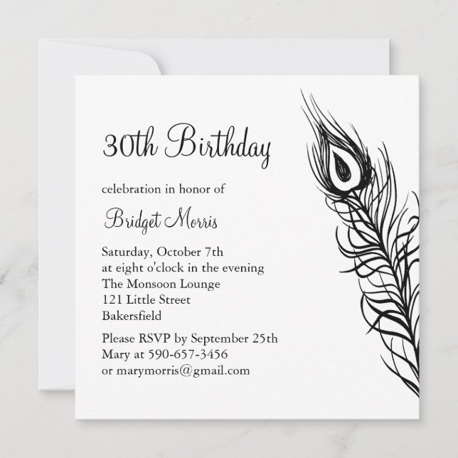 Invitación Agitar tu pluma de cola Invitar a cumpleaños (blan (Anverso)