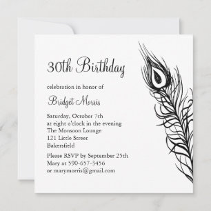 Invitación Agitar tu pluma de cola Invitar a cumpleaños (blan