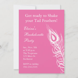 Invitación Agitar tus plumas de cola Bachelorette (fucsia)