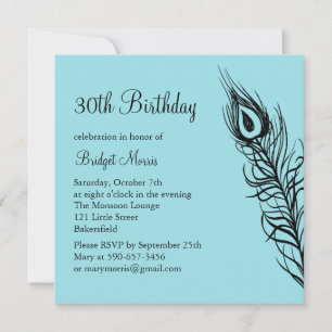 Invitación Agitar tus plumas de cola cumpleaños Invitar turqu