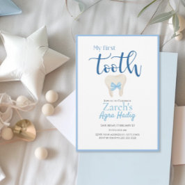 Invitación Agra Hadig Primer Personalizable azul dental armen