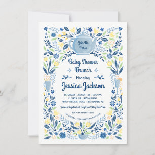 Invitación Agradable Baby Shower Brunch Invitation Blue