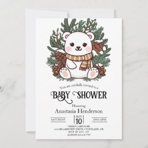 Invitación Agradable Baby Shower digital de oso polar