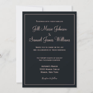 Invitación Agradable Boda Rosa azul y turbio
