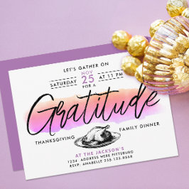 Invitación Agradable Cena de Acción de Gracias con Agradecimi