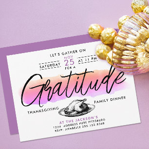 Invitación Agradable Cena de Acción de Gracias con Agradecimi