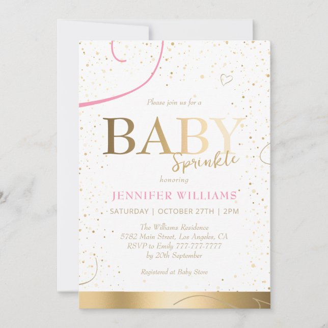 Invitación Agradable Chica de oro Baby Sprinkle Shower (Anverso)