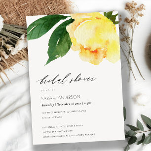 INVITACIÓN AGRADABLE COLOR DE AGUA AMARILLO FLORAL DUCHA BRID