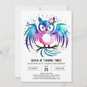 Invitación Agradable cumpleaños de la lechuza digital